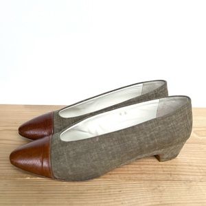 Vintage Joan & David Linen + Snakeskin Heels